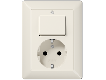 Jung Wyłącznik z gniazdem z/u do pojedynczej puszki podtynkowej, kremowy AS5576EU