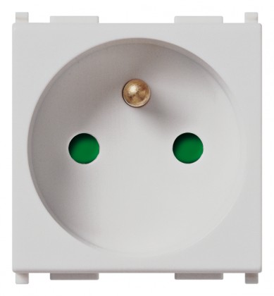 Gniazdo z bolcem 2P+E, 16A, 2M, srebrne