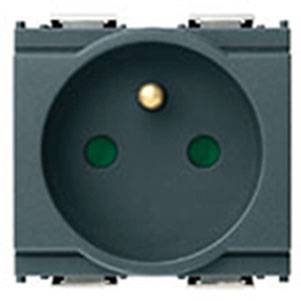 Gniazdo 2P+E, 16A, standard francuski, SICURY, 2M, antracyt