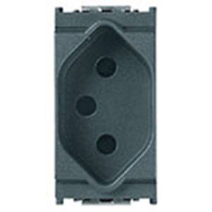 Gniazdo 2P+E, 10A, standard szwajcarski typ 13, 1M, antracyt