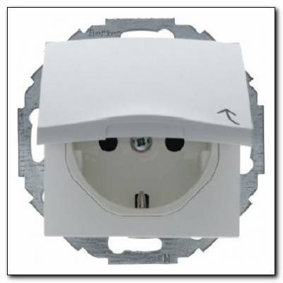 Gniazdo SCHUKO z pokrywą z podwyższoną ochroną styków; śnieżnobiały, połysk; S.1/B.3/B.7 Glas Numer katalogowy: 47448989