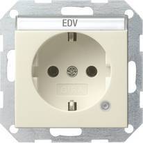 Gniazdo SCHUKO kontr.z polem opis. System 55 kremowy
