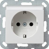 Gniazdo SCHUKO z polem opisowym System 55 biały