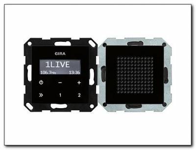 Radio podtynkowe RDS wyświetlacz + głośnik - wygląd czarnego szkła Gira System 55